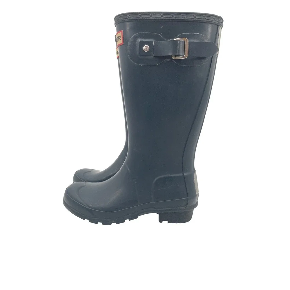 Hunter Rain Boots Kids/ Youth 2M/3F Navy Blue Rubber Tall Waterproof Buckle